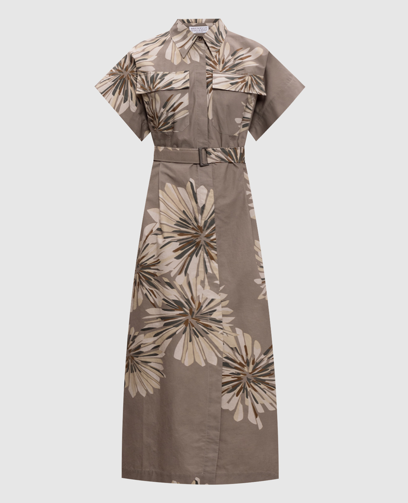 

Платье-рубашка цвета хаки в цветочный принт, Повседневные платья