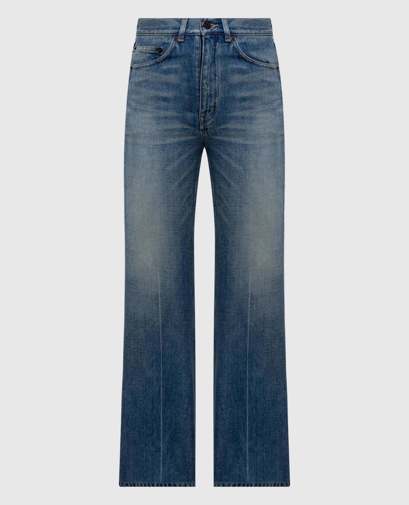 

Синие джинсы 70 с патчем логотипа, Синий, Прямые джинсы