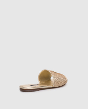 Dolce&Gabbana Дитячі золотисті шльопанці з кристалами D11408AV9433236