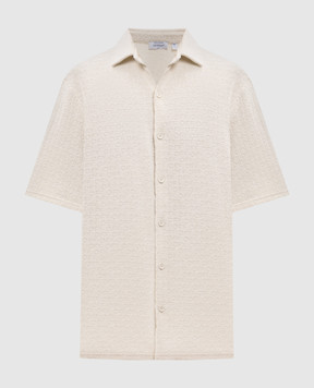 Off-White Бежева махрова сорочка у візерунок логотипа OFF 44MGG013C9J0010