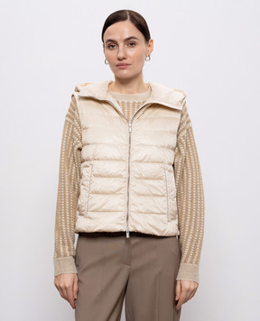 Peserico Бежевий пуховий жилет з ланцюжком моніль A0346102200