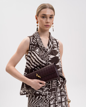Bottega Veneta Бордовый кожаный клатч Andiamo 741511VCPP3