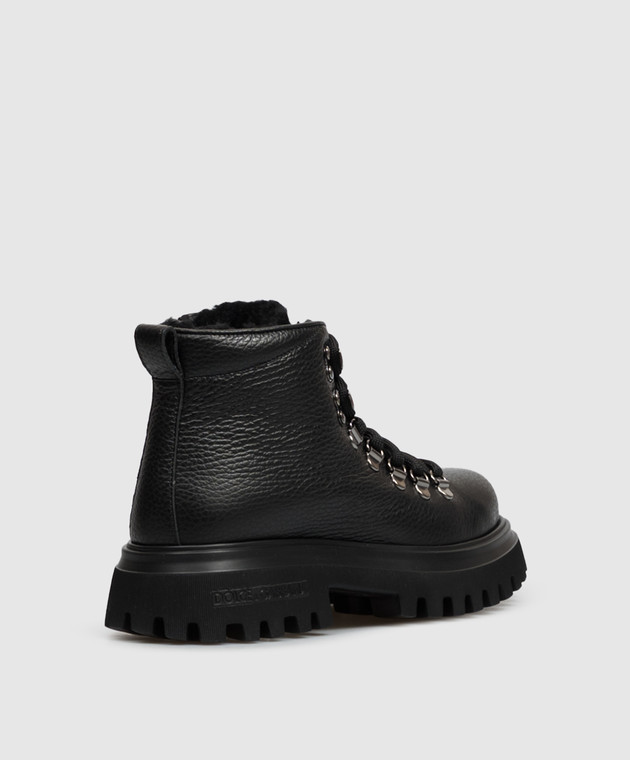 Dolce&Gabbana Детские черные кожаные ботинки на меху DA5362A07222736 изображение 3