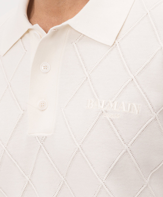 Balmain Польто кольору айворі в геометричний візерунок HH1GB045KK30 зображення 5