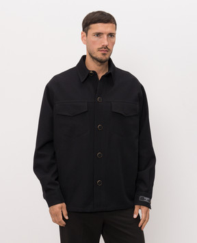 Balmain Черная куртка из шерсти в стиле рубашки HH1TH891WD69