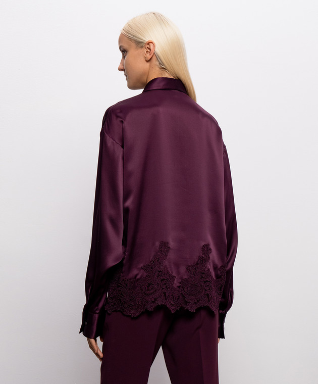 Ermanno Scervino Бордова блуза із шовку з мереживом D492K396APNXE зображення 4