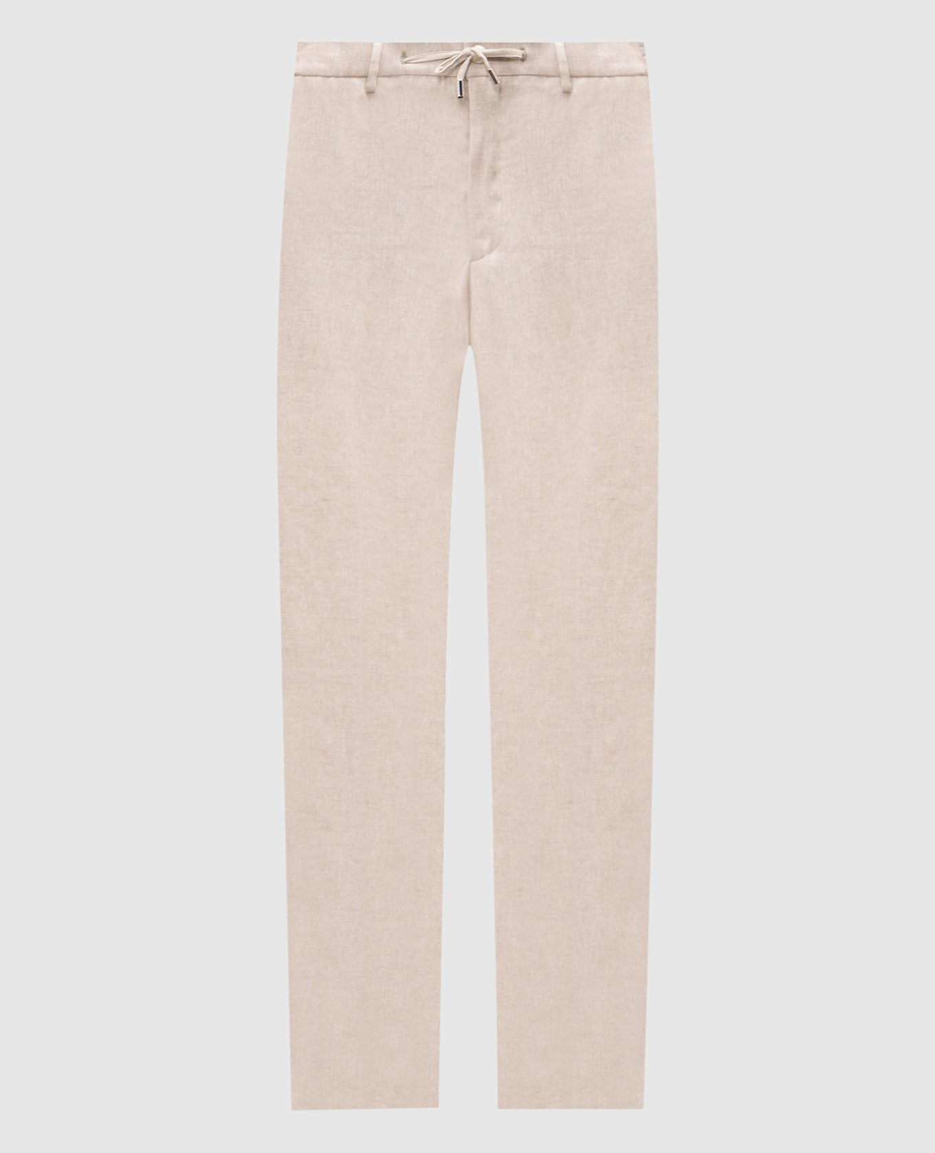 Бежевые брюки из льна с логотипом