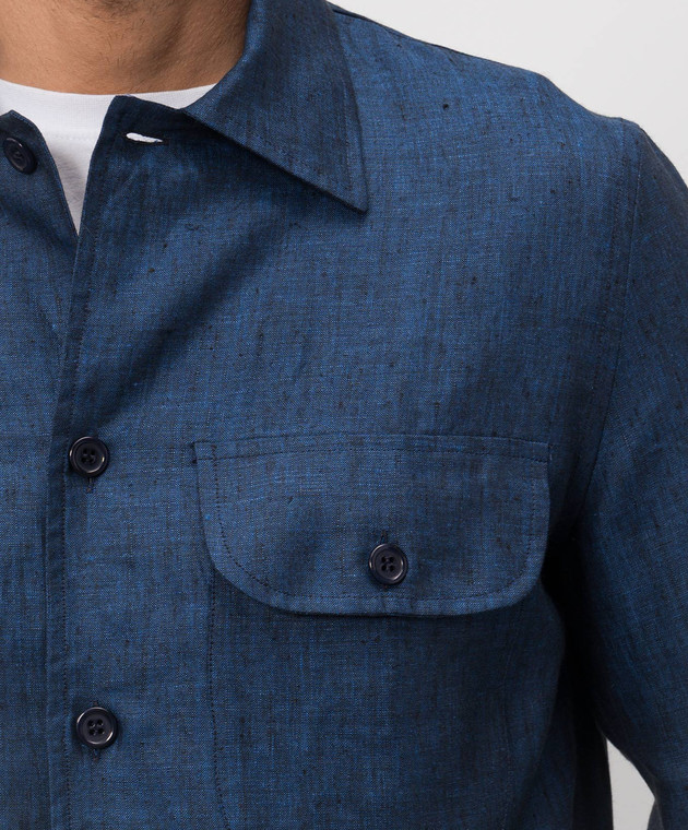 Doriani Cashmere Синя сорочка з льону DOSLIDR42269782538 зображення 5