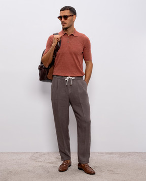 Brunello Cucinelli Коричневые брюки из льна M243DE1710