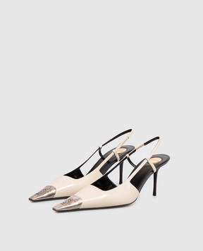 Saint Laurent Кожаные слингбеки JEANNE цвета айвори 869550AAFGC