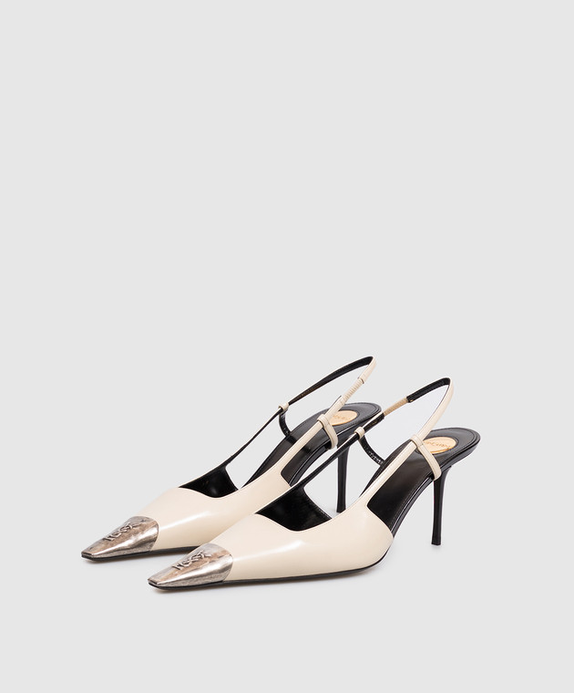 Saint Laurent Шкіряні слінгбеки JEANNE кольору айворі 869550AAFGC зображення 2