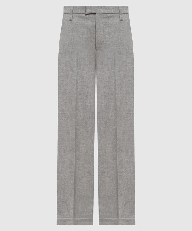 Brunello Cucinelli Серые брюки из шерсти и кашемира с цепочкой мониль MB162P8492