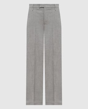 Brunello Cucinelli Сірі штани з вовни і кашеміру з ланцюжком моніль MB162P8492