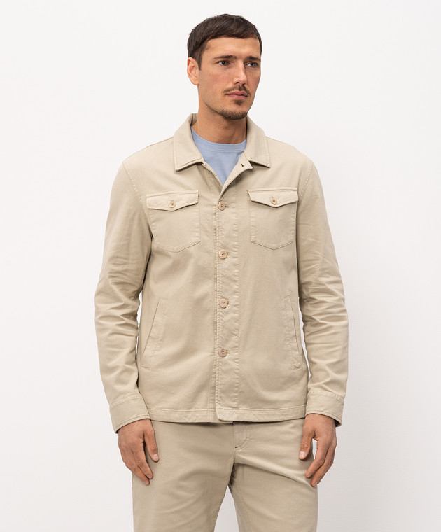 Florentino Бежевая куртка с леном в стиле рубашки 126347613724 изображение 2