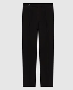 Brunello Cucinelli Черные брюки из шелка и шерсти с лампасами MY480PS03