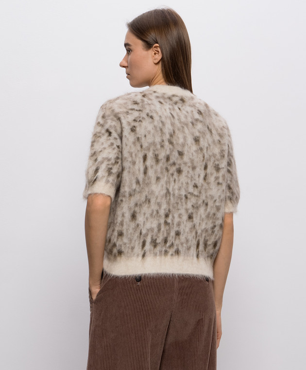 Brunello Cucinelli Бежевий топ з вовною в принт M2I242510P зображення 4
