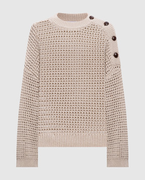 Brunello Cucinelli Бежевий ажурний светр M89302610