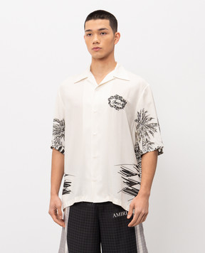 AMIRI Бежева сорочка із шовку в принт AMTOSH1127