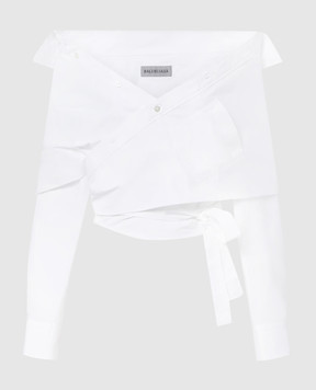 Balenciaga Рубашка с открытыми плечами цвета айвори 872123TRM28