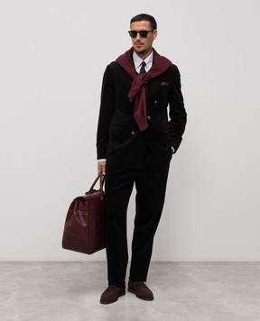 Brunello Cucinelli Черный двубортный вельветовый пиджак MY4997BPD2