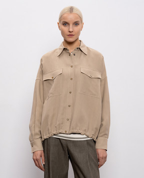 Brunello Cucinelli Бежева куртка з льоном MH126NE416