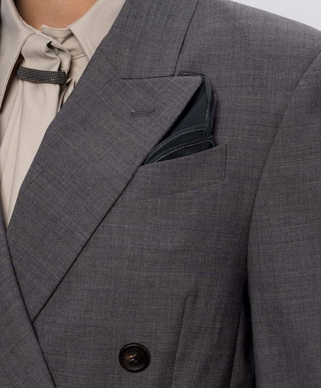 Brunello Cucinelli Серый двубортный жакет с шерстью M0W077038P изображение 5