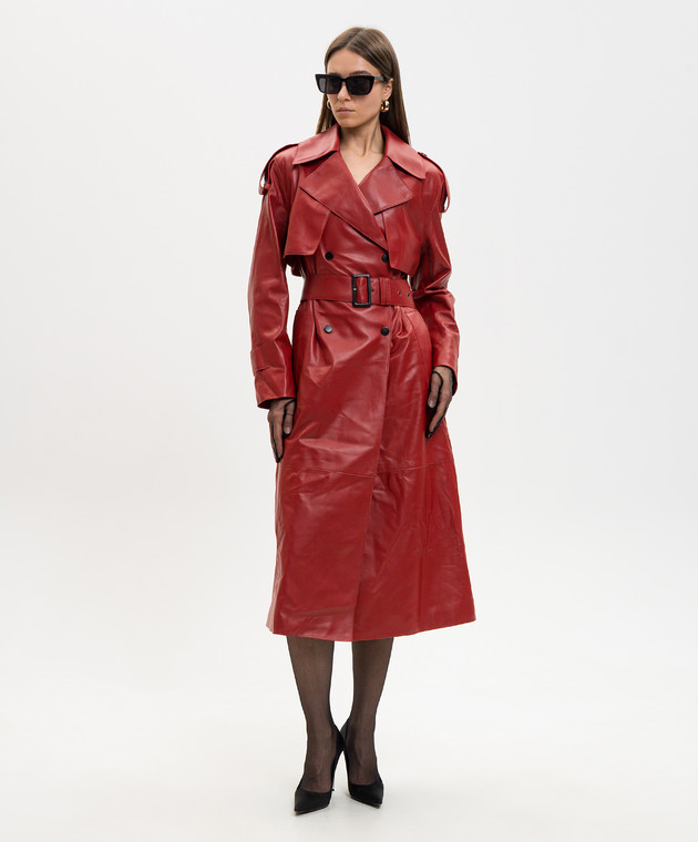 Babe Pay Pls Червоний шкіряний тренч 2409NATUREL зображення 2