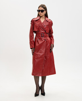 Babe Pay Pls Червоний шкіряний тренч 2409NATUREL