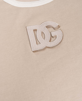 Dolce&Gabbana Дитяча бежева футболка з нашивкою DG L4JTJNG7PRI36