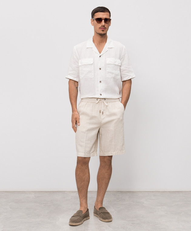 Peserico Шорти кольору айворі з льону R54235T00D02494 зображення 2