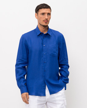 Vilebrequin Синя сорочка з льону з вишивкою CRSE3U01