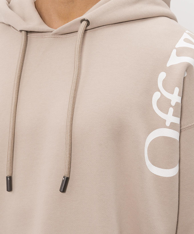 Off-White Бежевые худи с принтом логотипа 44MBB085F26F00O изображение 5