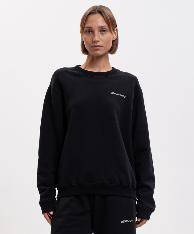 Off-White Чорний світшот з принтом логотипа 2FE00504T зображення 2