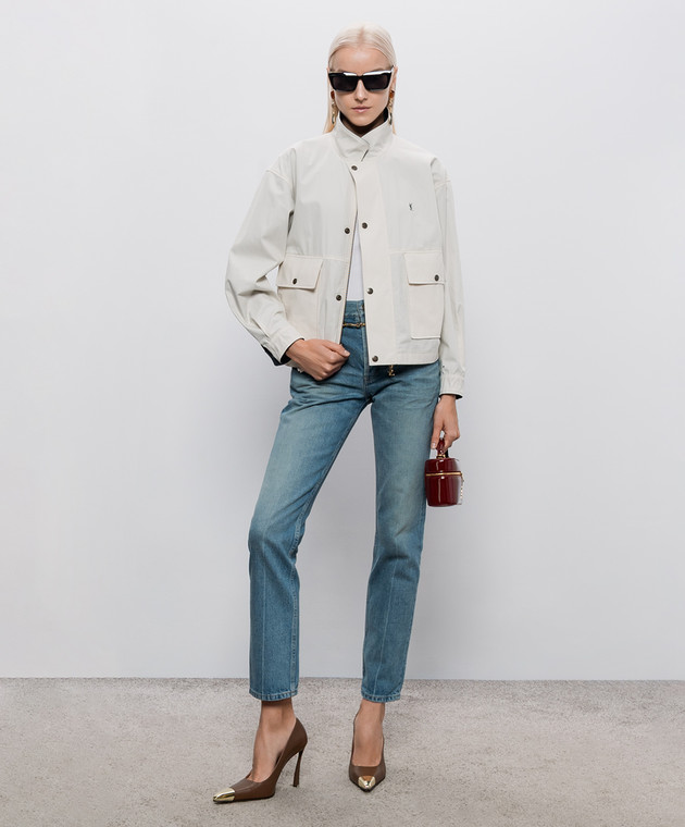 Saint Laurent Двостороння куртка з вишивкою монограми A0001RY6J98 зображення 3