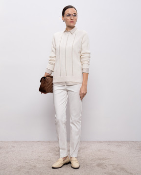 Peserico Бежевая рубашка в полоску с люрексом S06870D00662