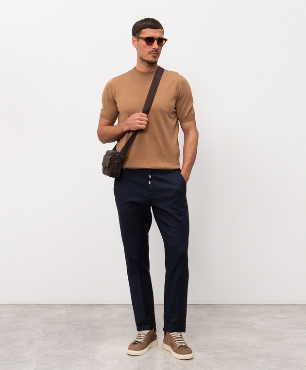 Cashmere&Whiskey Коричневая футболка с шелком FS03 изображение 2