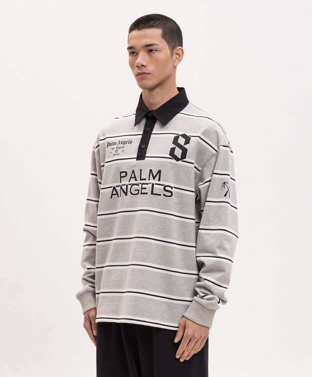 Palm Angels Сірий світшот в смужку з коміром-поло PMGC01DS26FAB001 зображення 3
