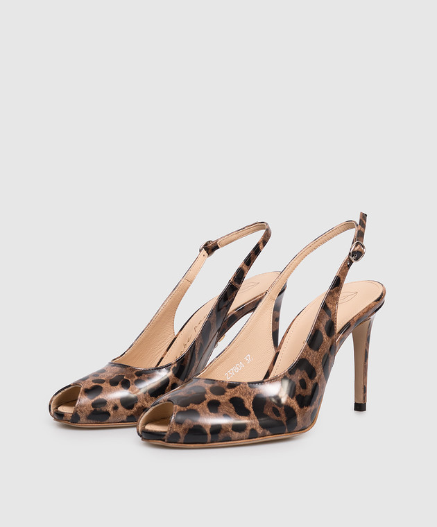 Babe Pay Pls Шкіряні лаковані слінгбеки в леопардовий принт 237804LA зображення 2