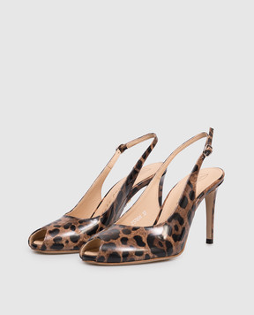 Babe Pay Pls Шкіряні лаковані слінгбеки в леопардовий принт 237804LA