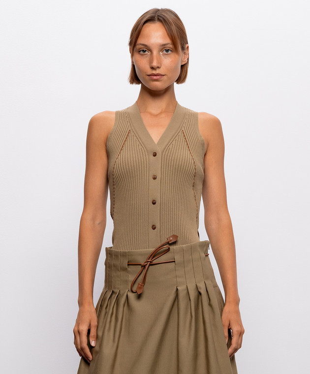 Max Mara Топ FIORIRE цвета хаки MXMFIORIRE изображение 3