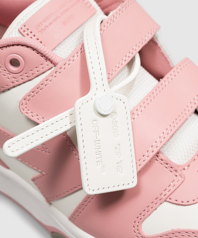 Off-White Дитячі рожеві шкіряні кросівки Out Of Office з емблемою OF06413655 зображення 5