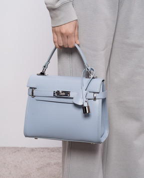 Gianni Notaro Блакитна шкіряна сумка-сетчел SAFFIANO 099SAFFIANONIKEL