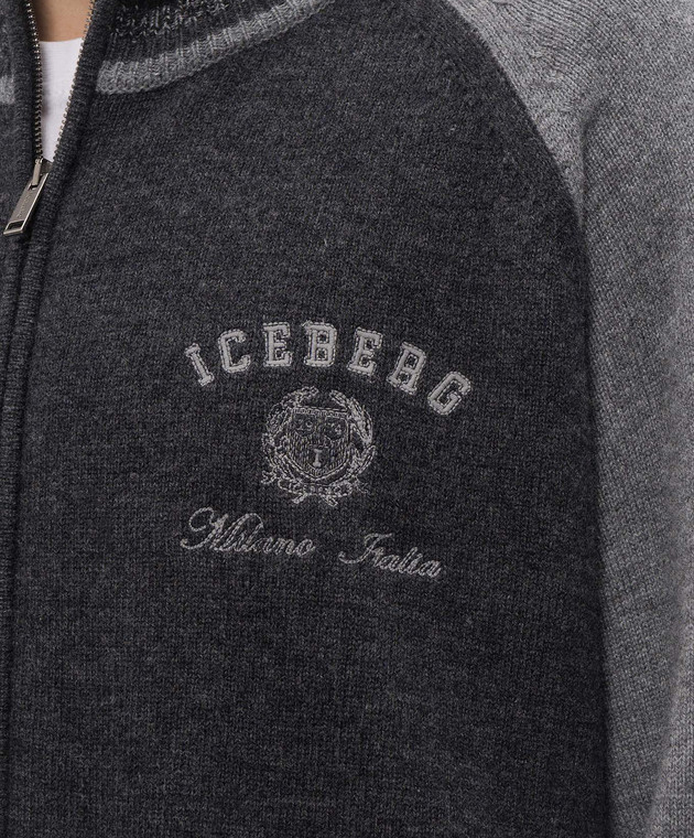Iceberg Сірий кардиган з вовни з вишивкою логотипа A0099004 зображення 5