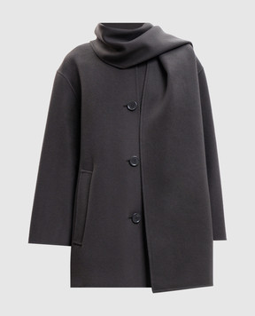 Max Mara Сіре пальто ALICIA з вовни з шарфом SMMALICIA