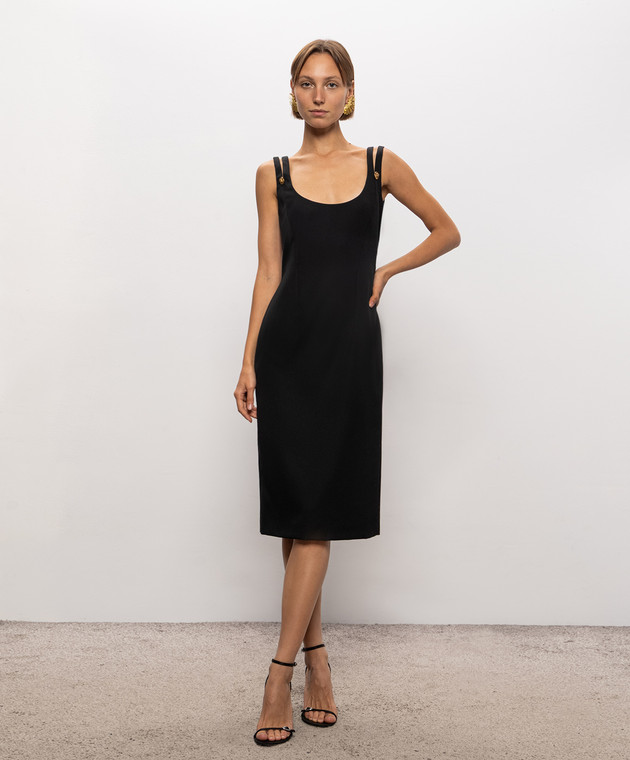 Versace Чорна сукня-футляр з вовни 10267001A17793 зображення 2