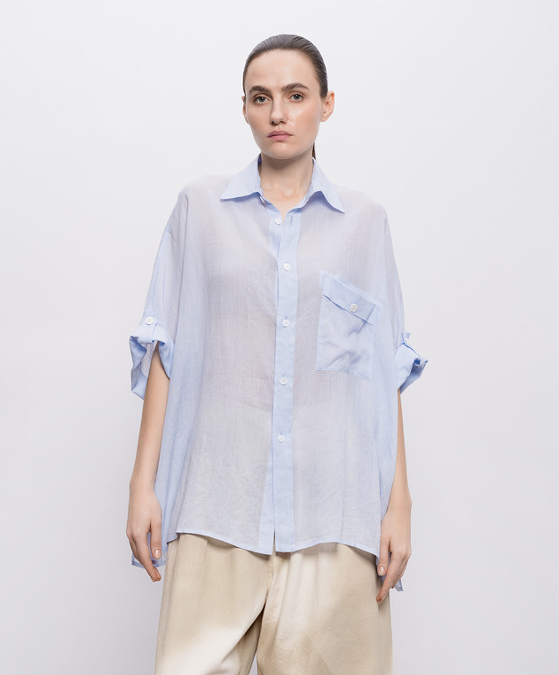 Y`S Yamamoto Блакитна сорочка з льону YKB16300 зображення 3