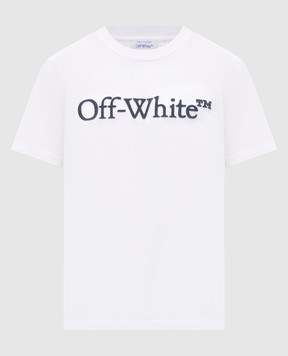 Off-White Біла футболка з фактурним логотипом 44MAA16MF26J005