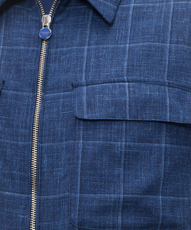 Castangia dal 1850 Синя куртка з вовни, шовку та льону в стилі сорочки AQMOD5225 зображення 5