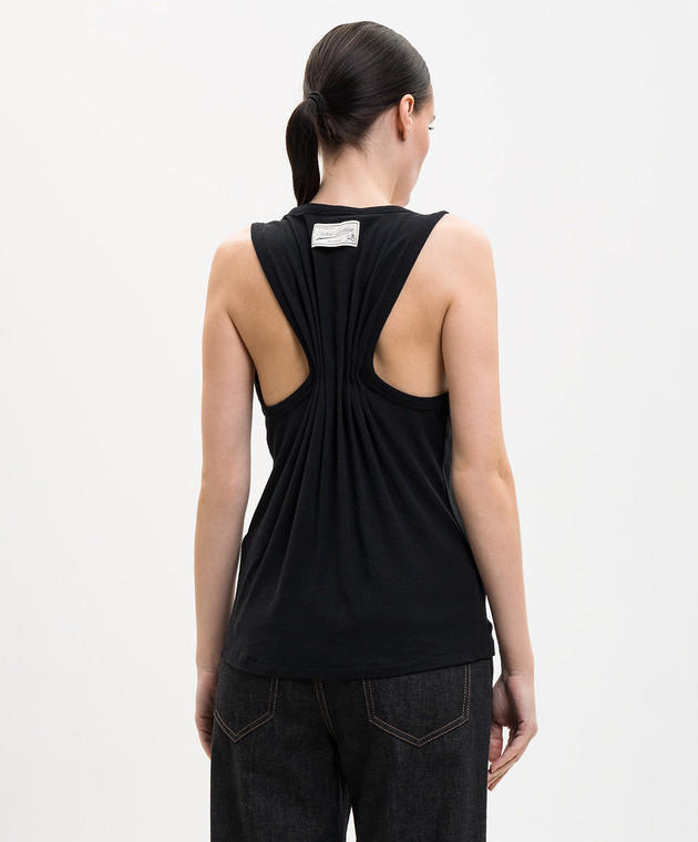 Victoria Beckham Чорний топ з льоном 1226JTP007237A зображення 4