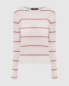 Max Mara Белый джемпер MSTPEDONE из шелка и шерсти с воротником-поло MSTPEDONE